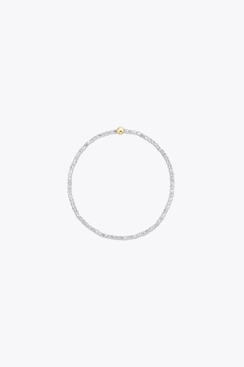 Bright Silver Faceted Hematite 2mm Bead Bracelet