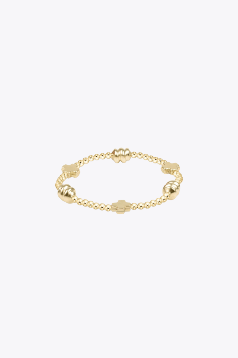 Signature Cross Admire Gold Pattern 3mm Bead Bracelet - Gold