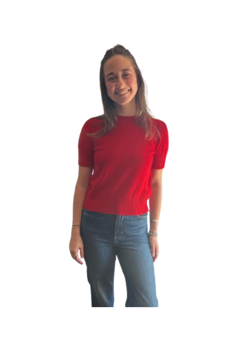 Short Puff Sleeve Polo Sweater