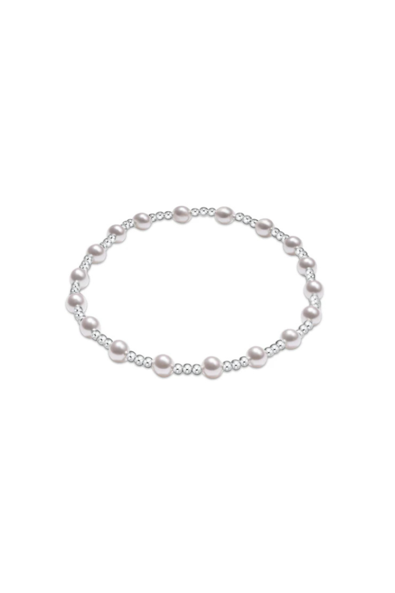Classic Sincerity Pattern Sterling 4mm Bead Bracelet - Pearl