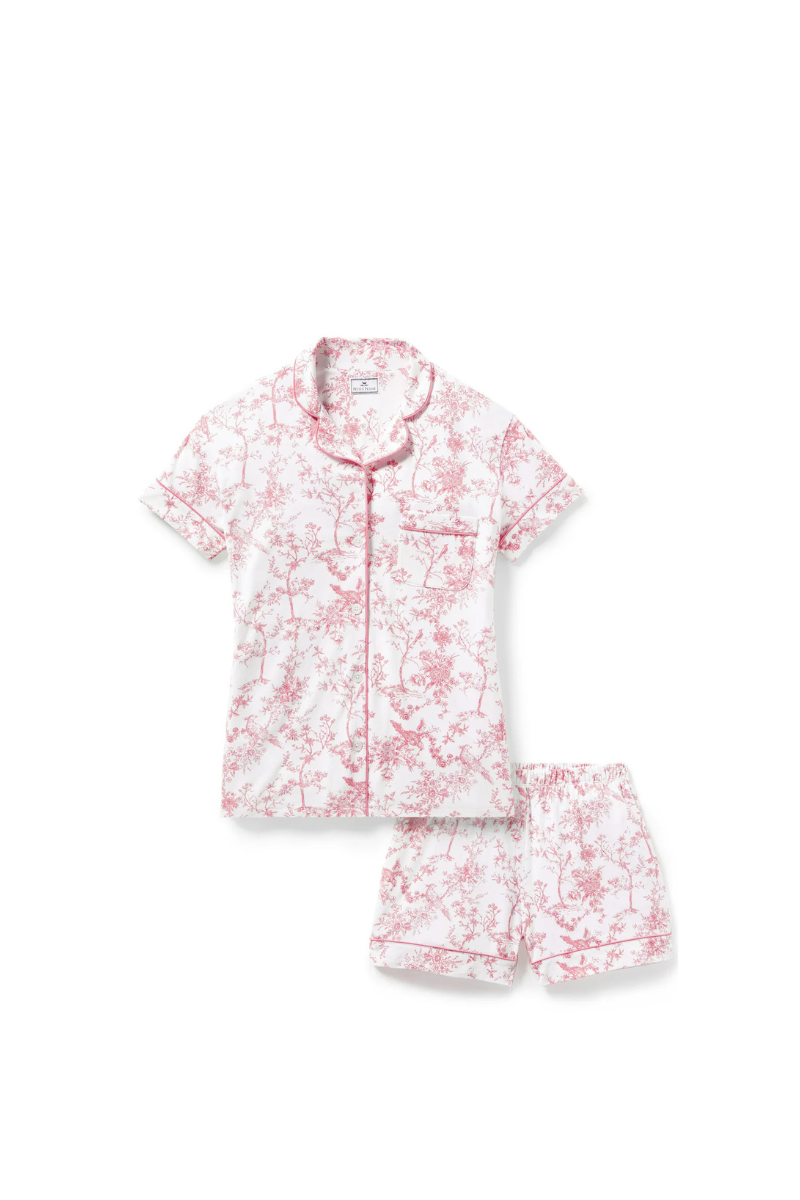 Pima Short Sleeve Pajama Short Set Pink Timeless Toile