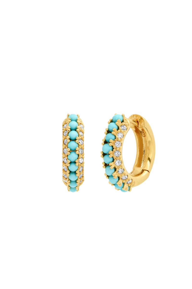 Huggies w/ Bead and CZ Accents