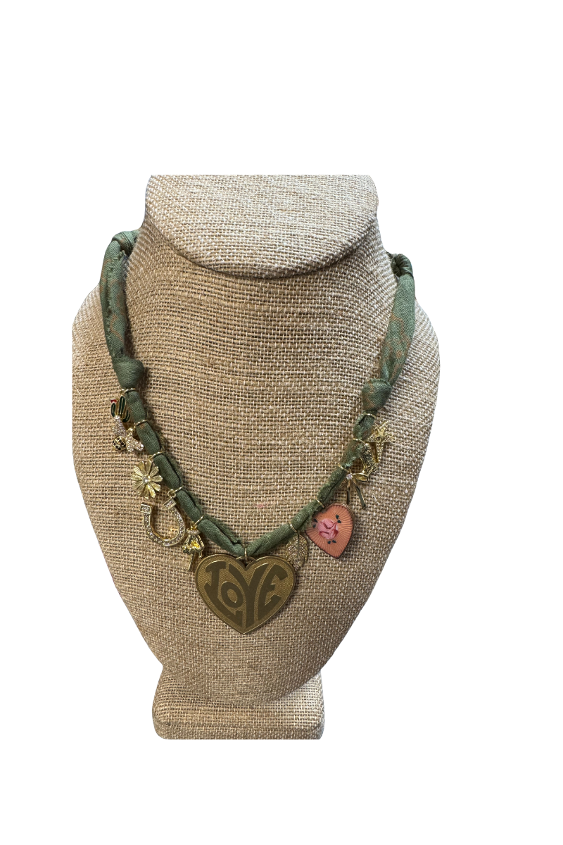 Mixed 11 Vintage Charms Bandana Necklace