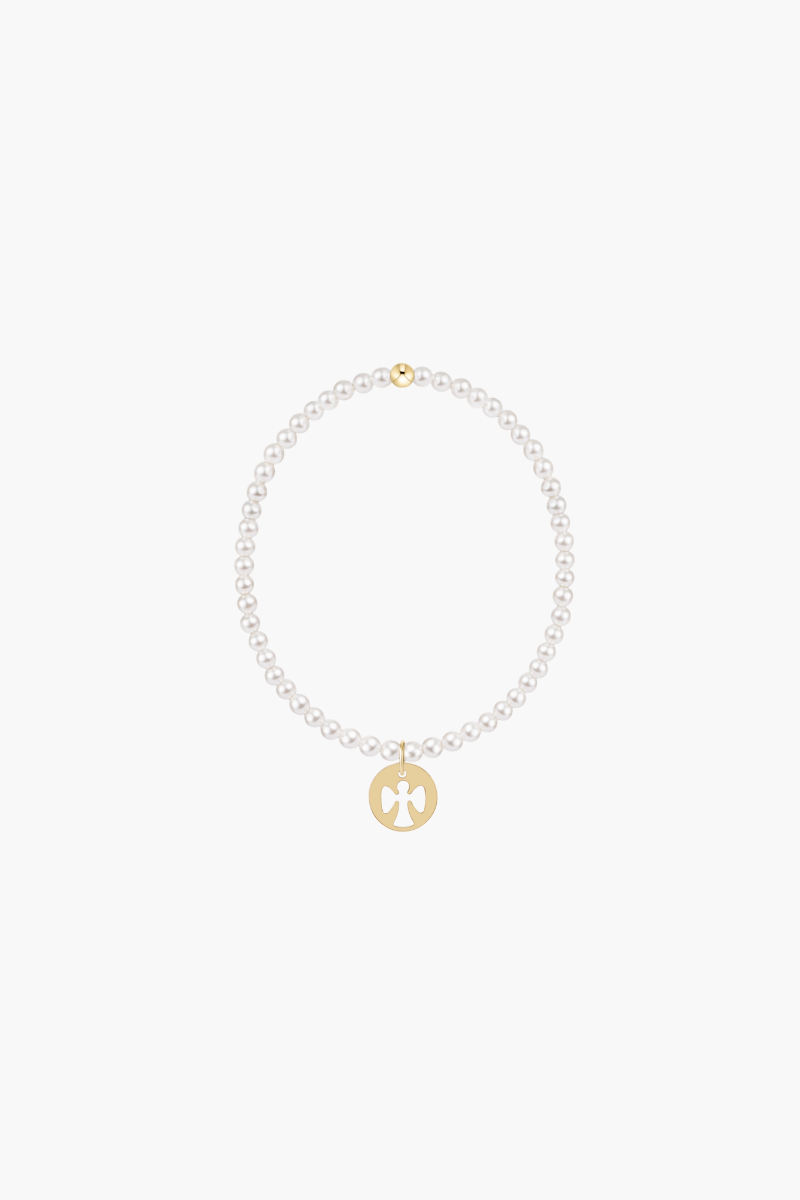 Classic Pearl 3mm Bracelet Guardian Angel Gold Disc