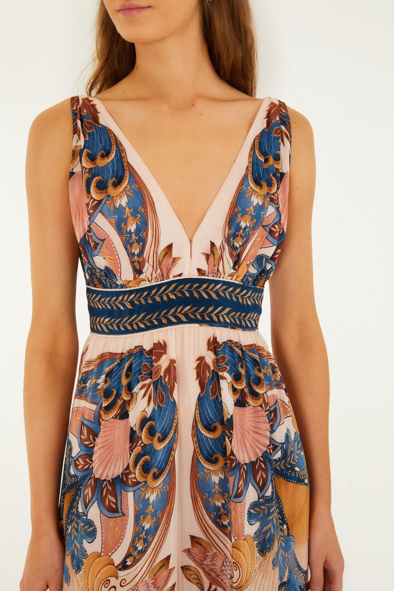 Garden Scarf Soft Pink Midi Dress