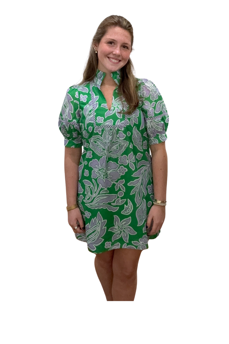 High Neck Trimmed Dress