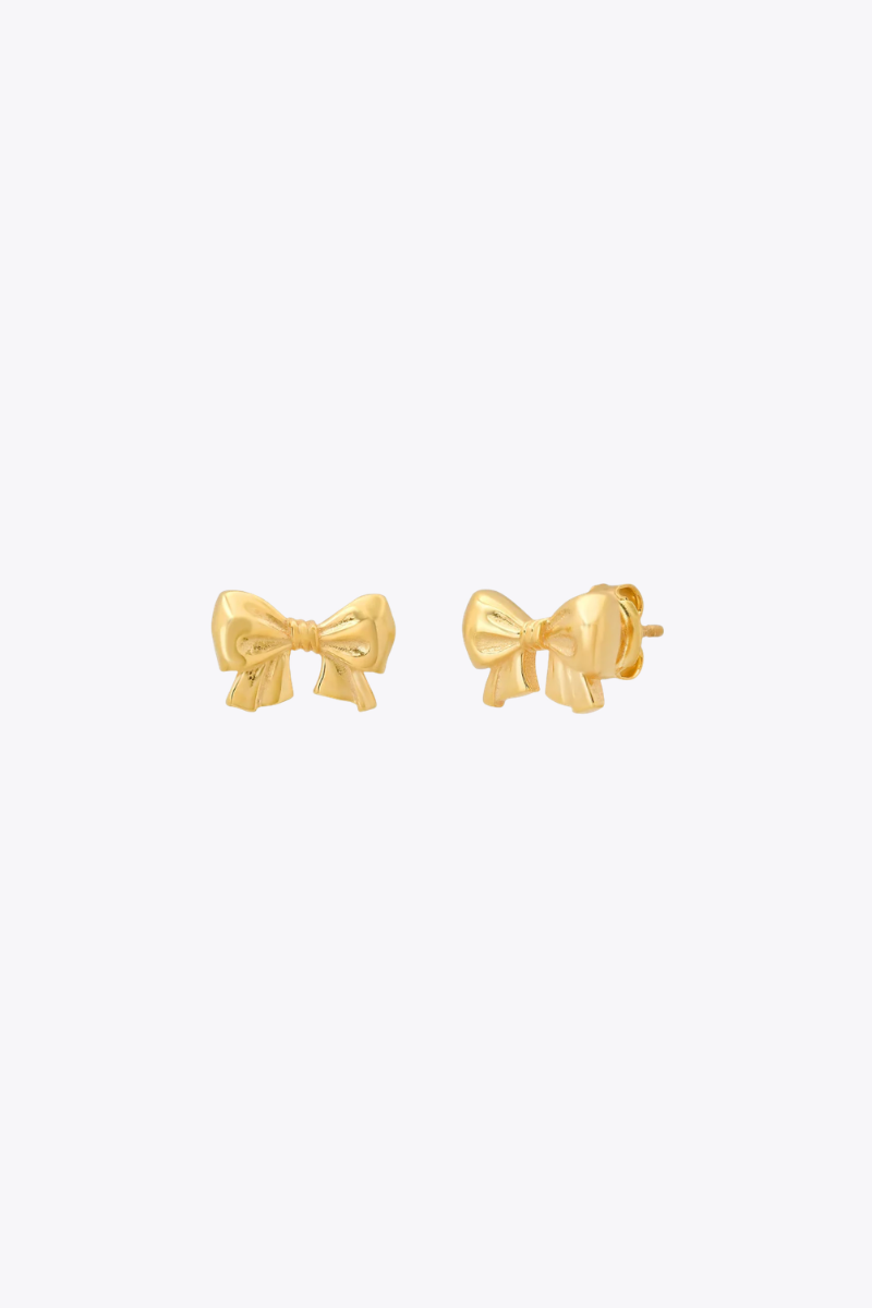 Golden Bow Stud Earrings