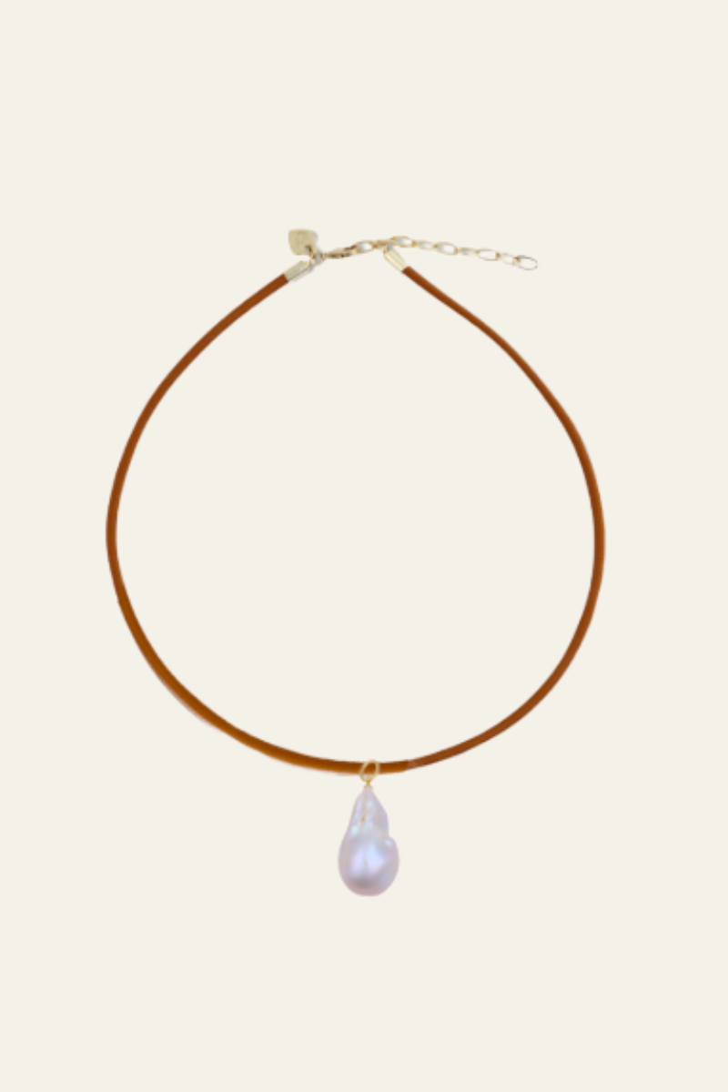 Hart - Copper Clasp Cord Necklace + Baroque Pearl