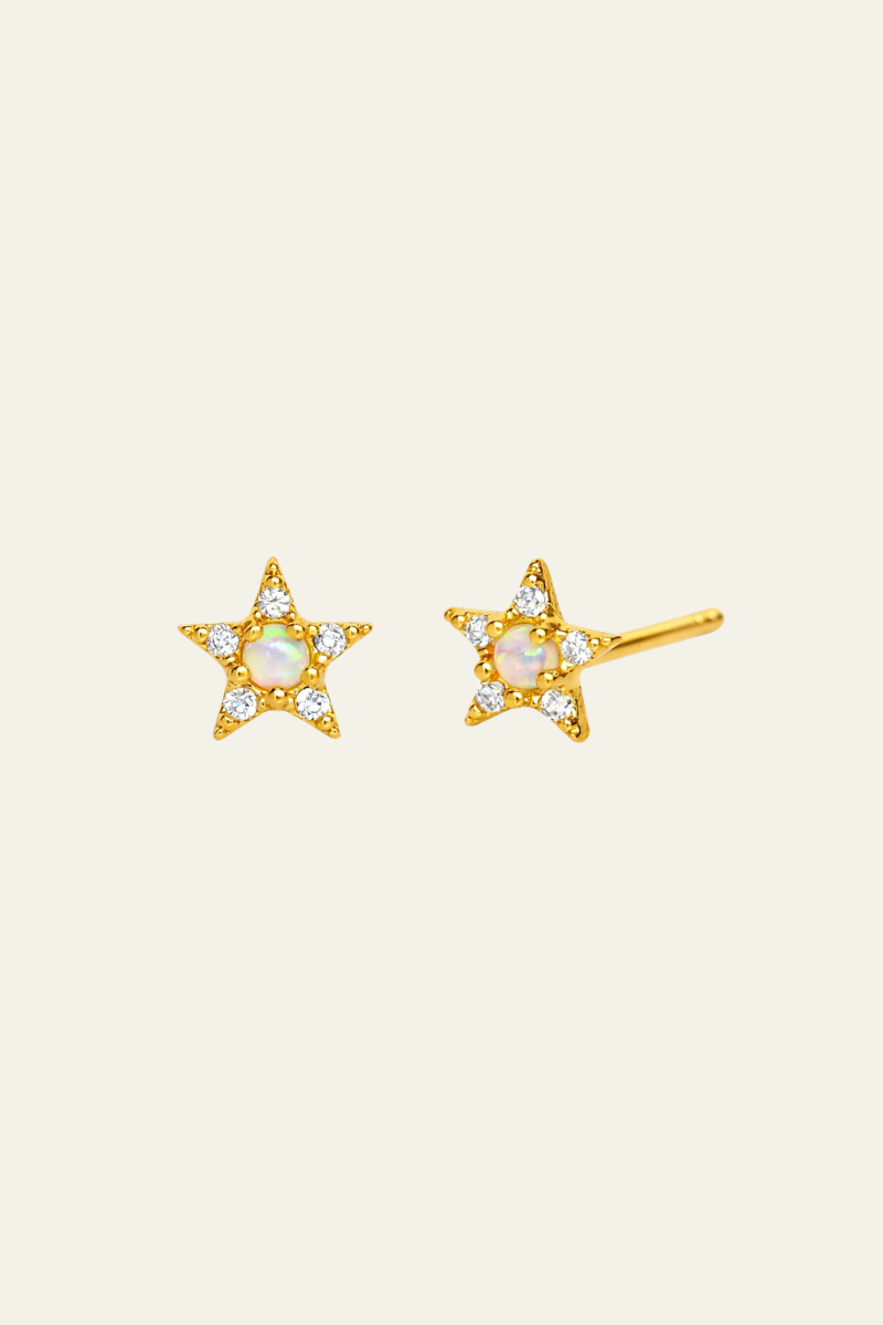 Star Studs with Opal Center