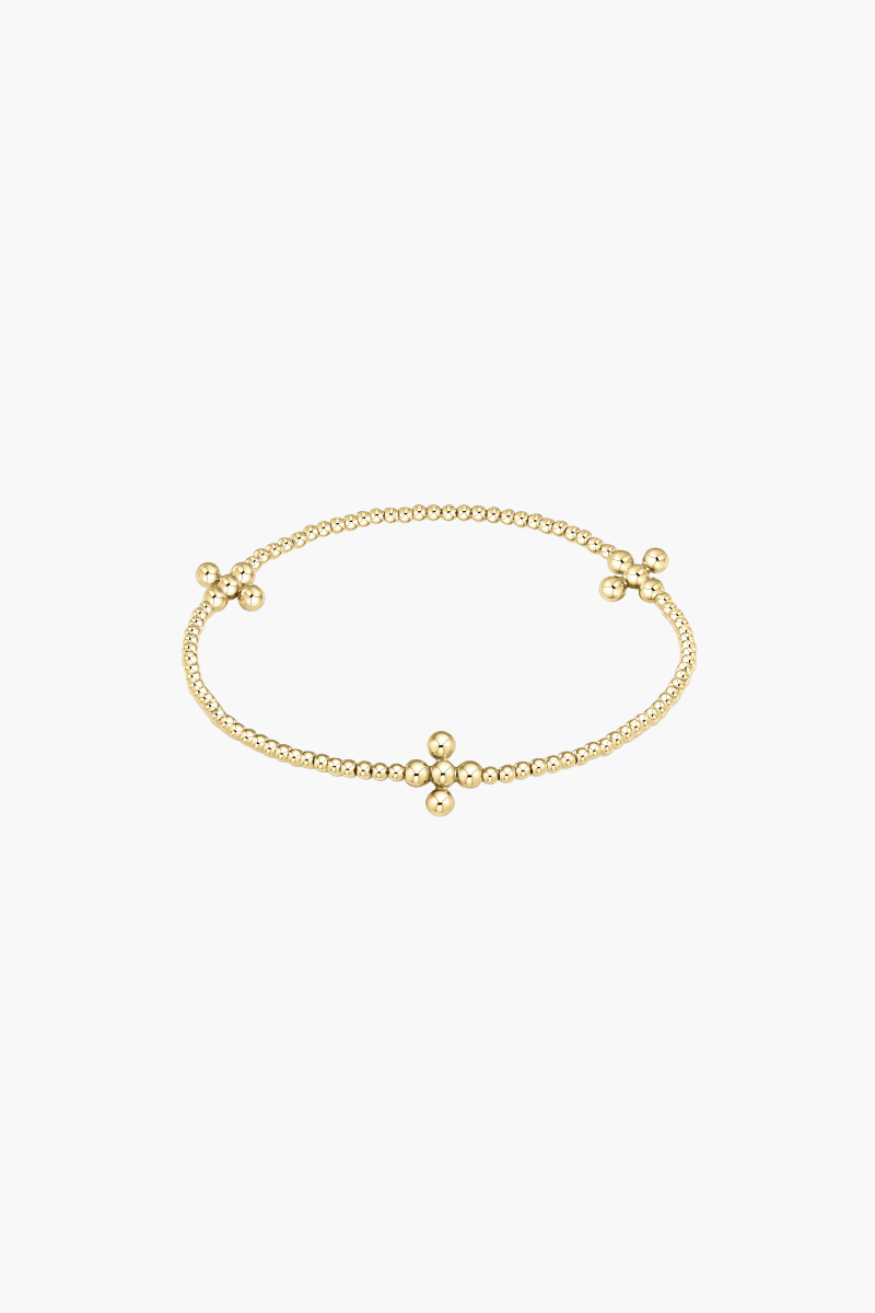Beaded 3mm Gold Signature Cross 2mm Gold Bracelet