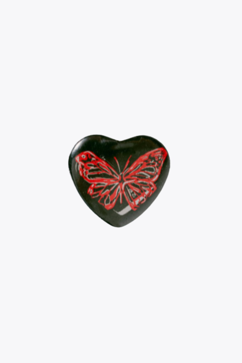 Red Butterfly Heart Button