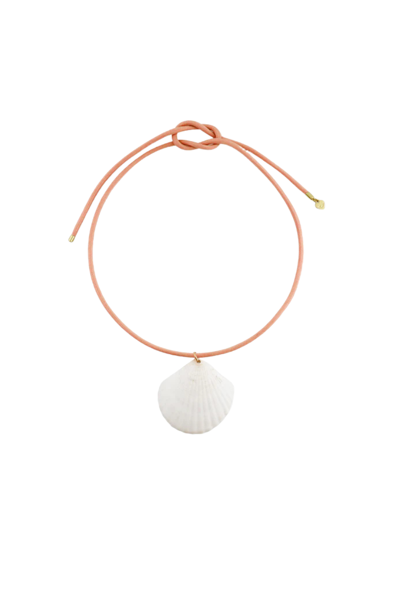 Hart - White Scallop Shell Cord Necklace - Conch Pink Cord
