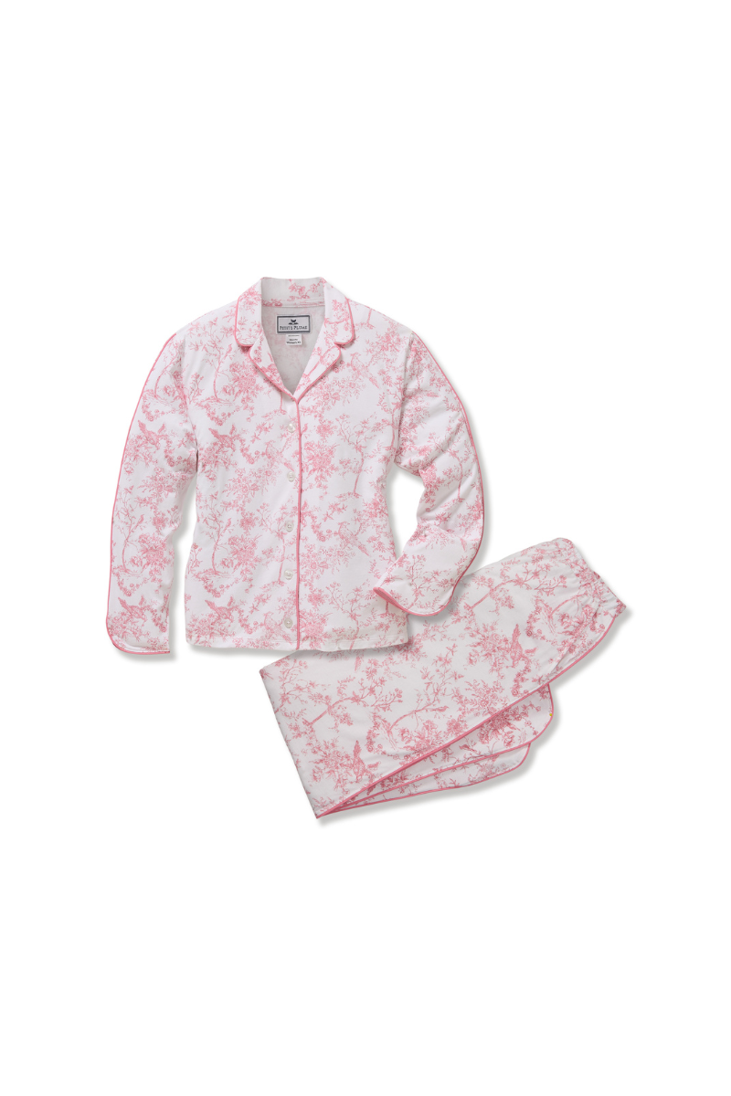 Womens Pima Cotton Tulip Pajama Set Pink Timeless Toile