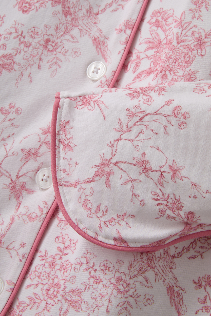 Womens Pima Cotton Tulip Pajama Set Pink Timeless Toile