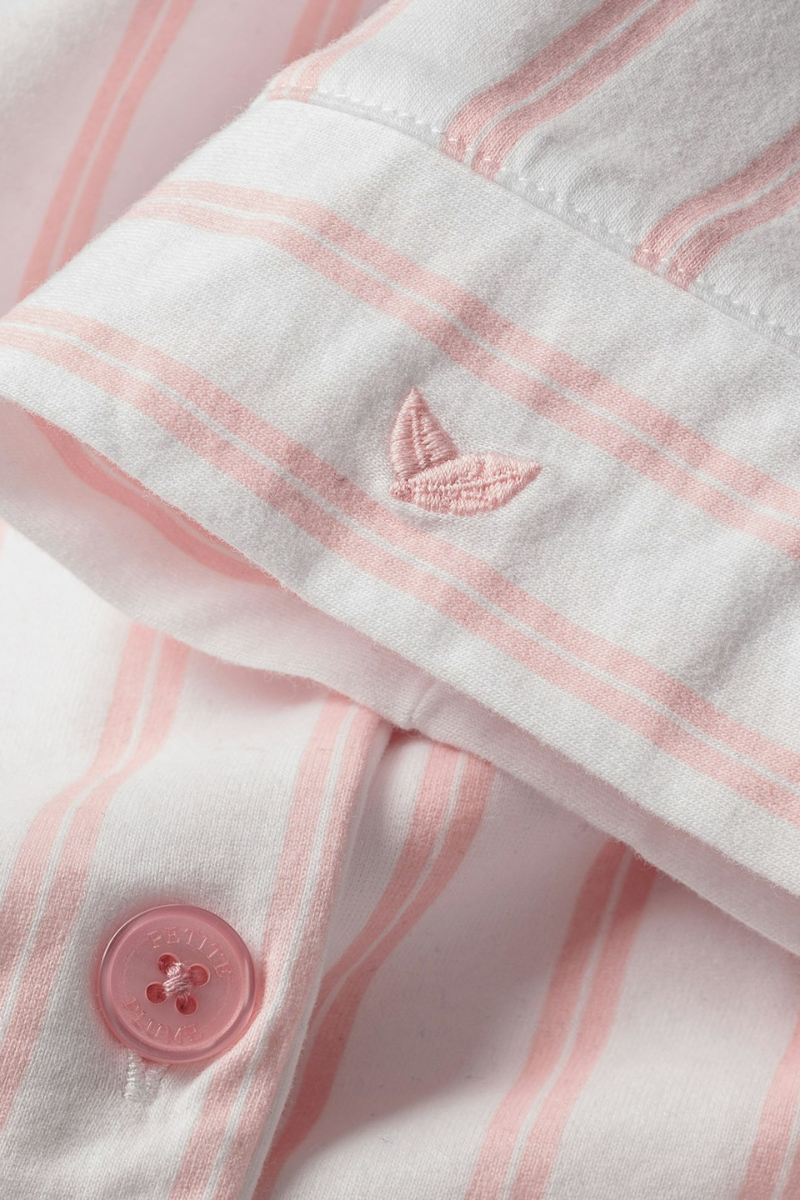 The Olivia Wide Leg Pima Pajama Set Pink Stripe