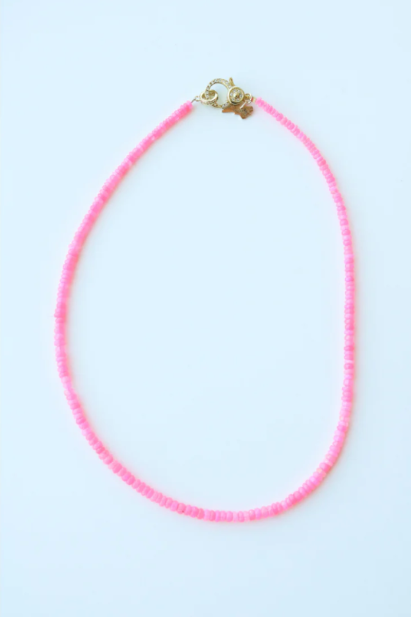 Neon Pink Fire Opal Necklace