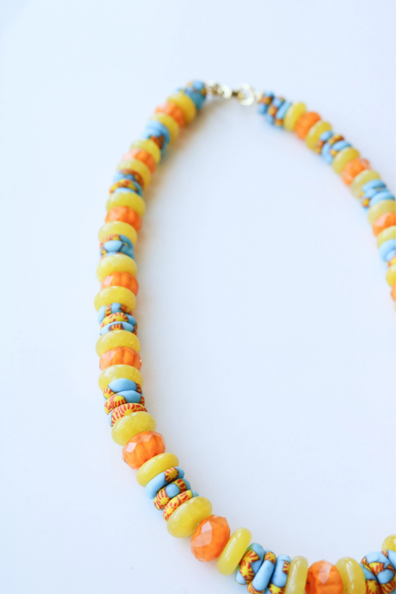 Fused Ghanian Glass Chalcedony Necklace