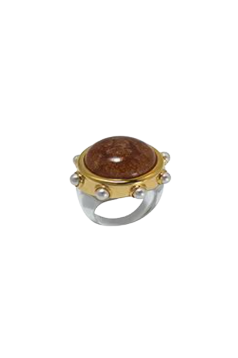 Clear Gold Polished Gold Sandstone Ring