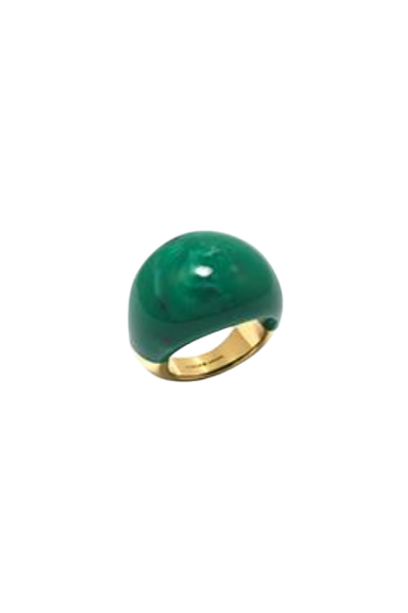 Gold Polished Malakite Ring