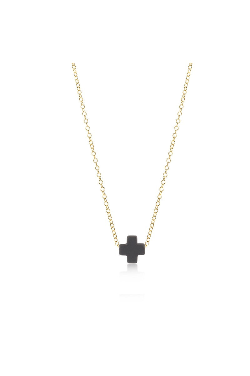 16" Necklace Gold - Signature Cross Onyx
