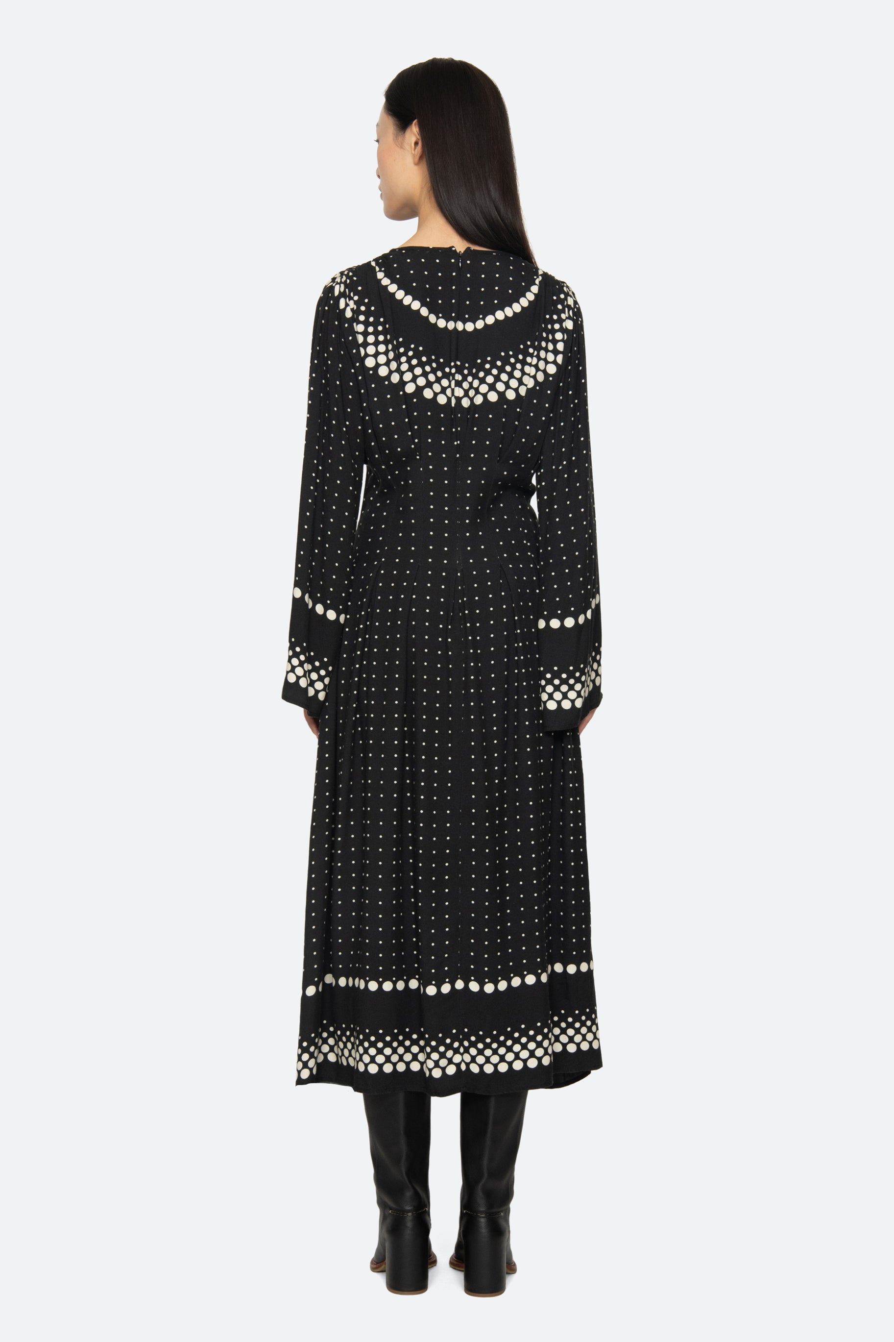 ELLY POLKA PRINT BELL SLV DRESS (D1)
