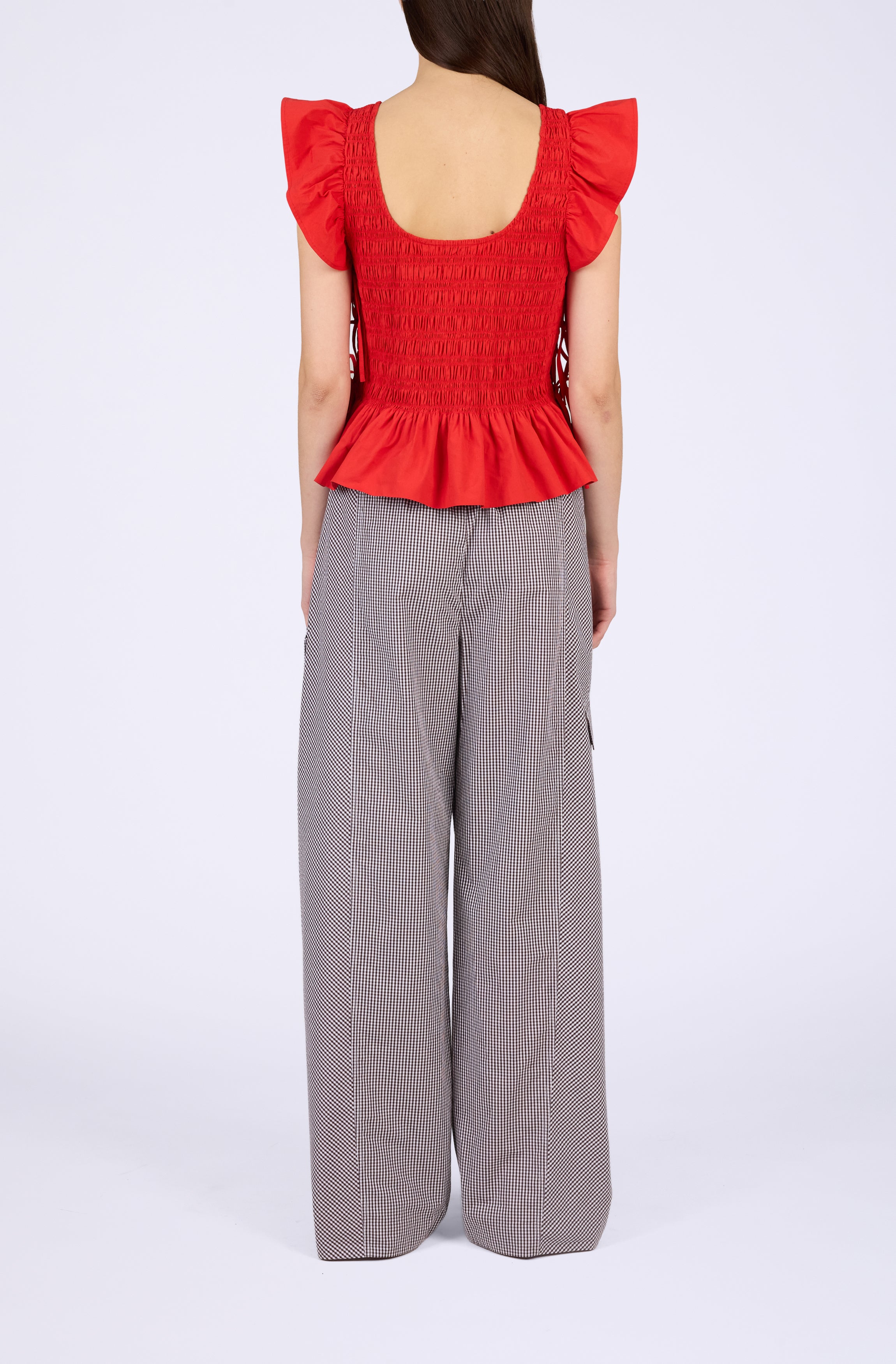Stretch Cotton Angel Sleeve Smocked Top