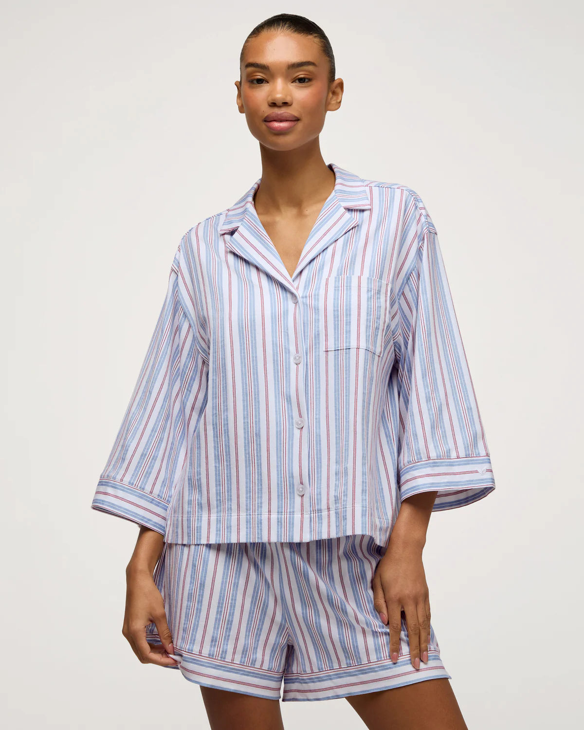 The Olivia Pima Short Set in Vintage French Stripes