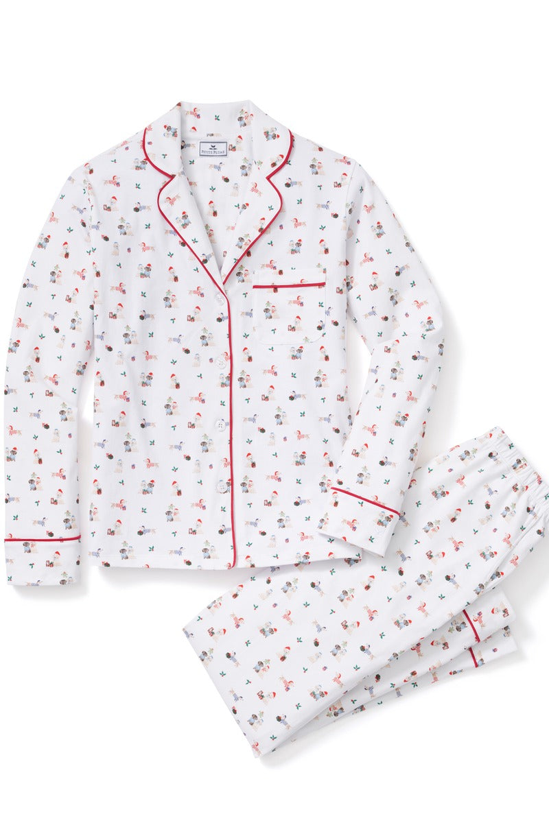 Petite Plume Women's Pima Pajama Set in Woof de Noel