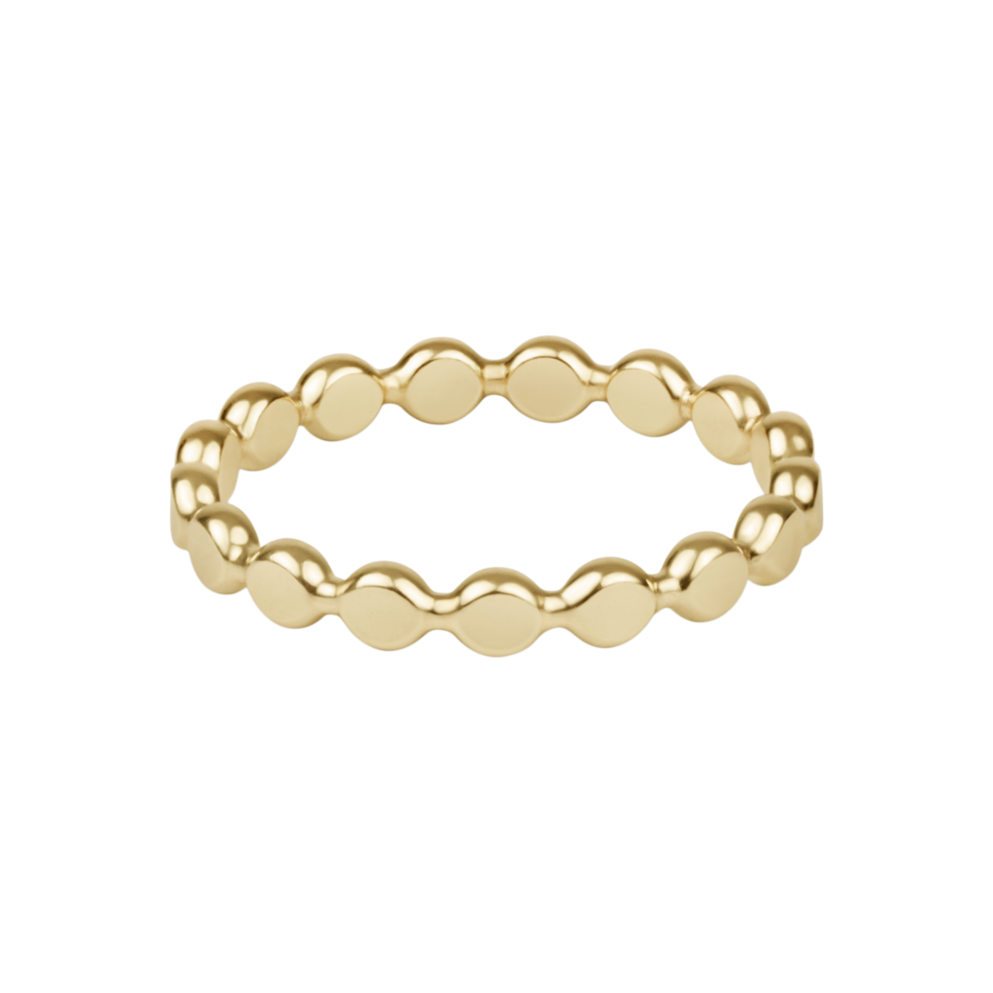 Classic Gold 2.5mm Beaded Disc Ring - Size 7