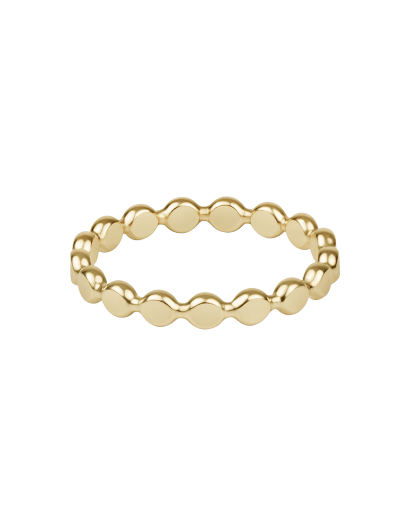 Classic Gold 2.5mm Beaded Disc Ring - Size 7