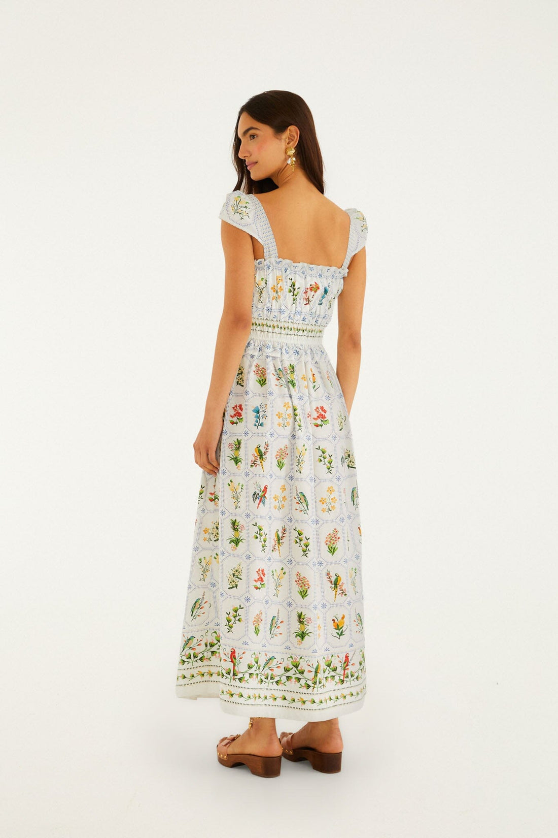 Tropical Porcelain Off-White Maxi Dress