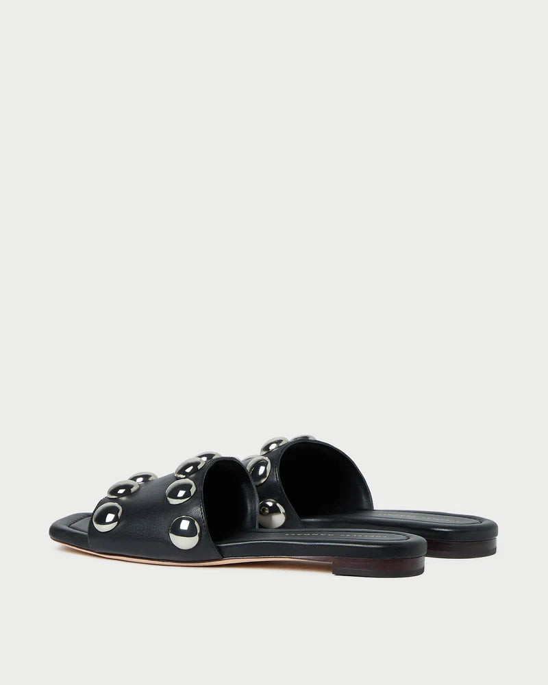 Hayes Studded Black/Silver Flat Sandal