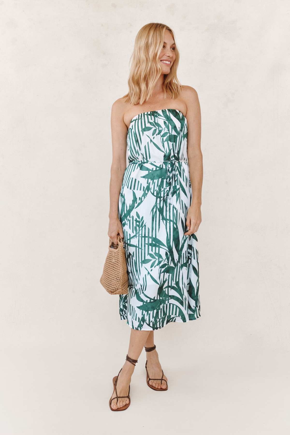 Flowy Strapless Midi Dress