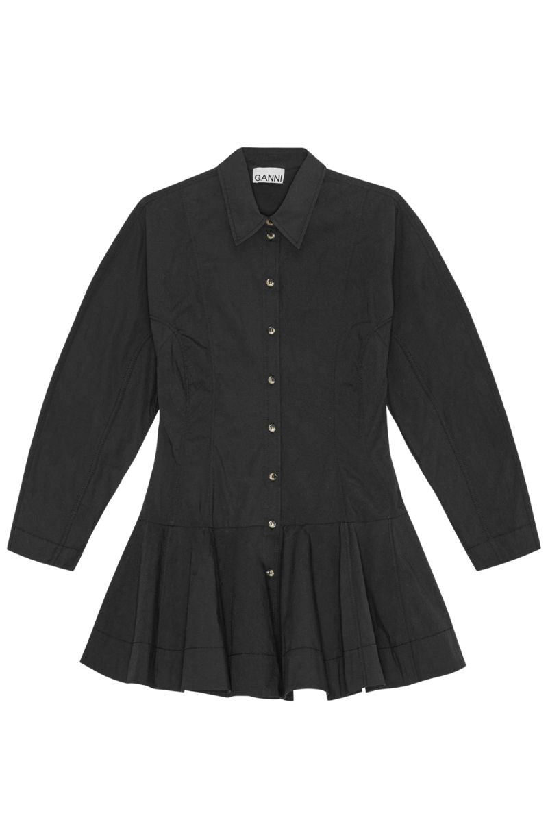 Stretch Cotton Buttoned Mini Dress