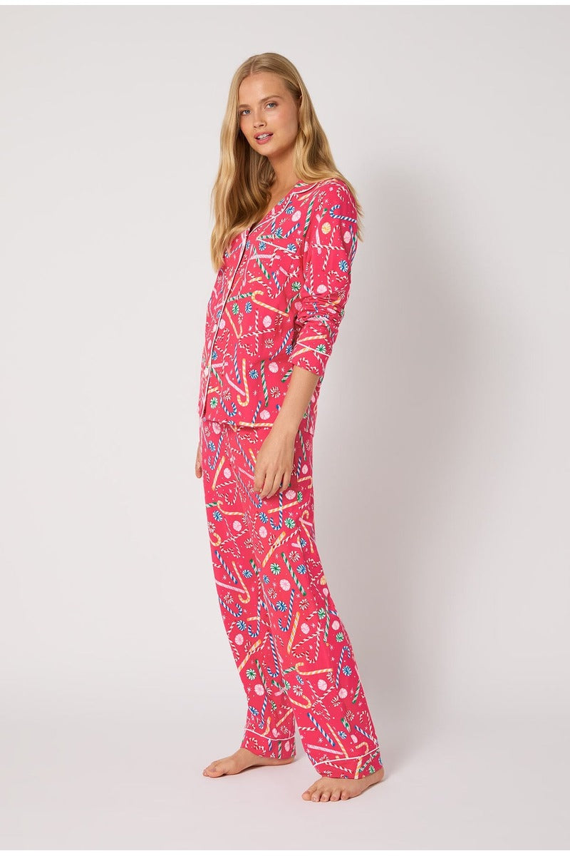 Peppermint Twist Long Sleeve Classic Stretch Jersey Pj Set