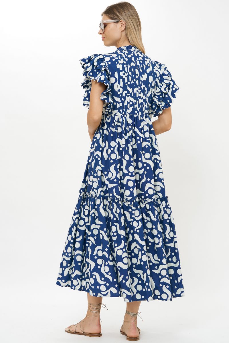 Scallop Pintuck Maxi Dress