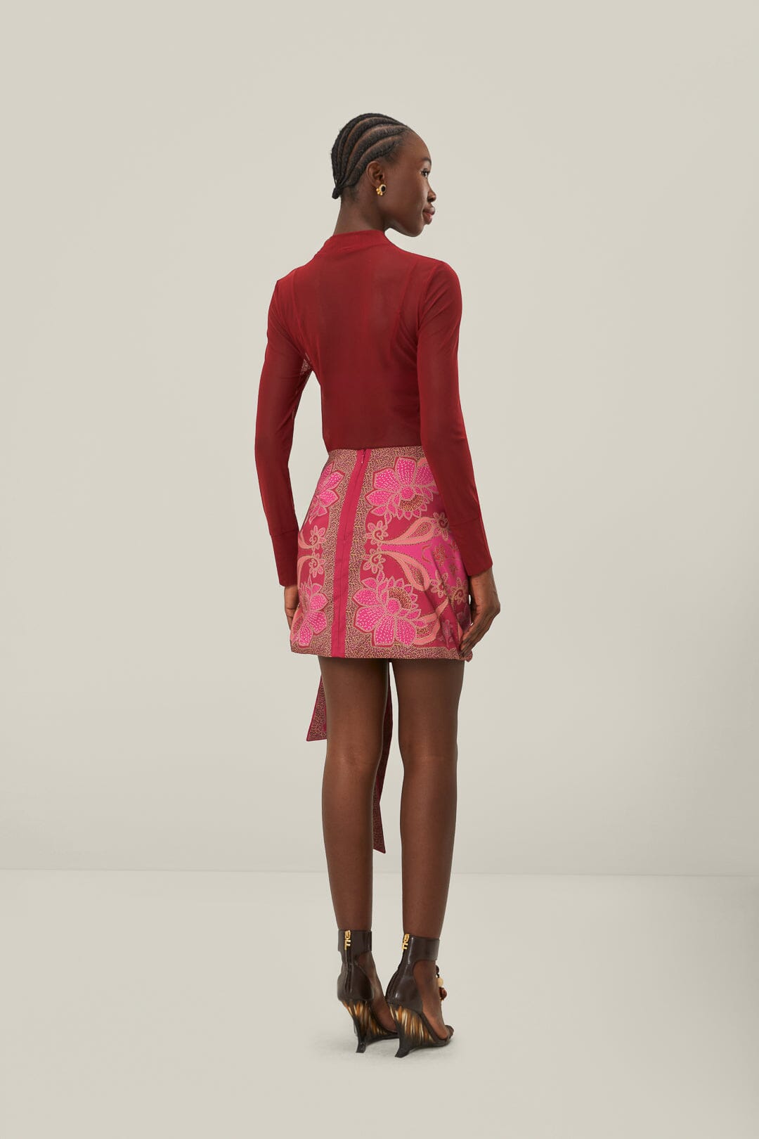 Tie Gathering Mini Skirt