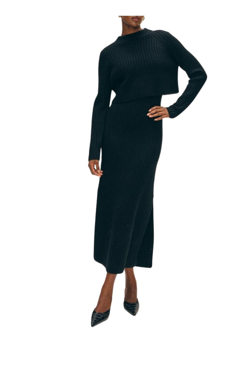 Cashmere Blend Cropped Ribbed Crew