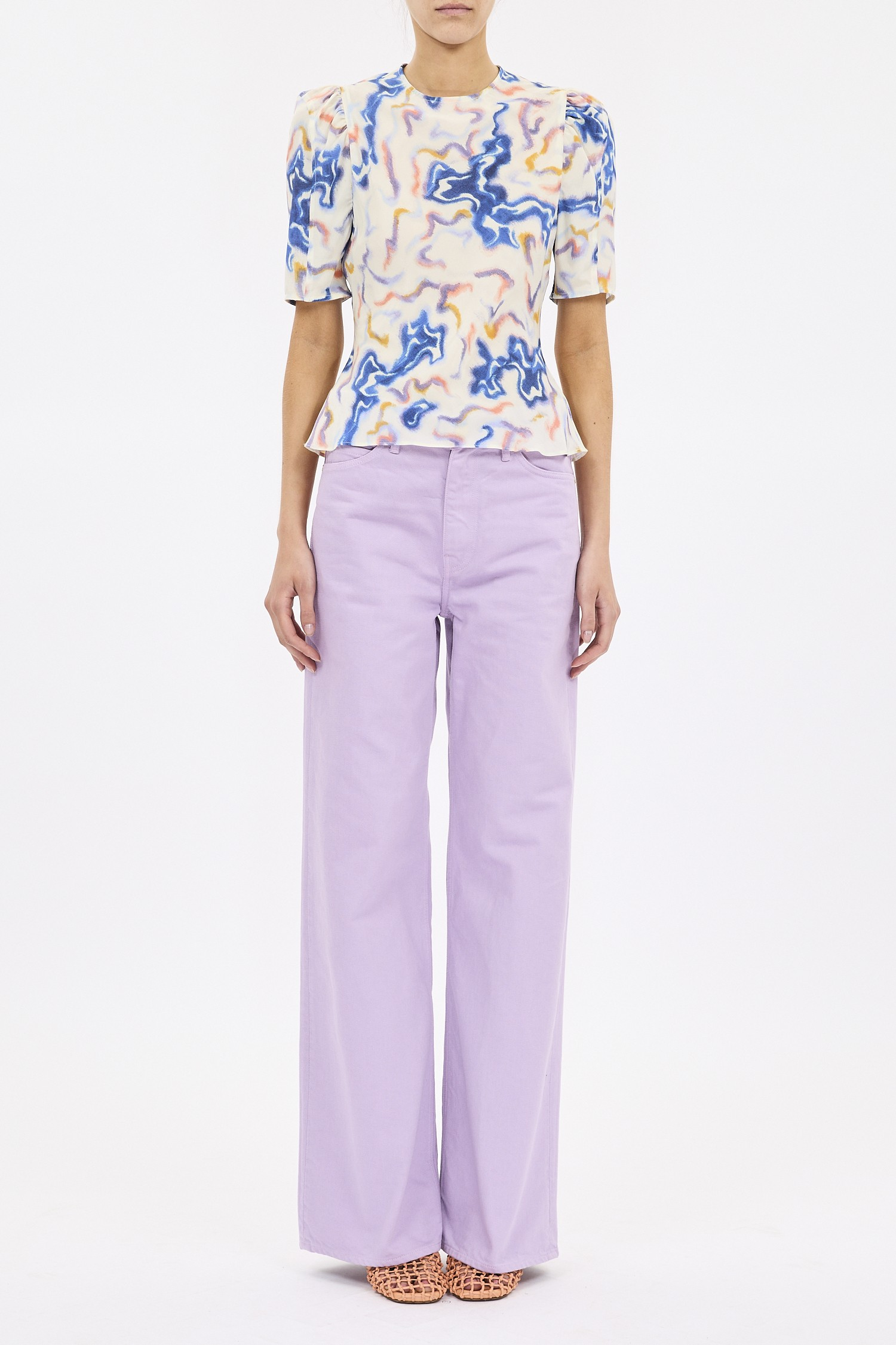 Corine Short Sleeve Silk Top