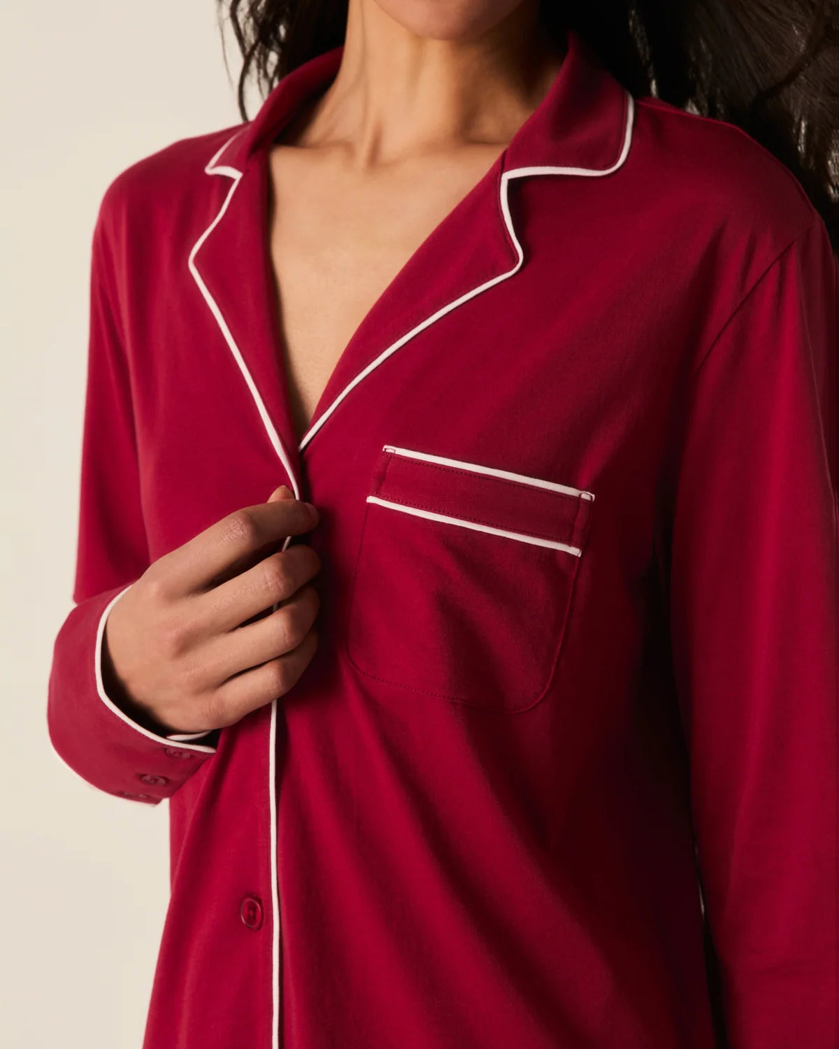 Women's Lightweight Pima Pajama Set in Bordeaux