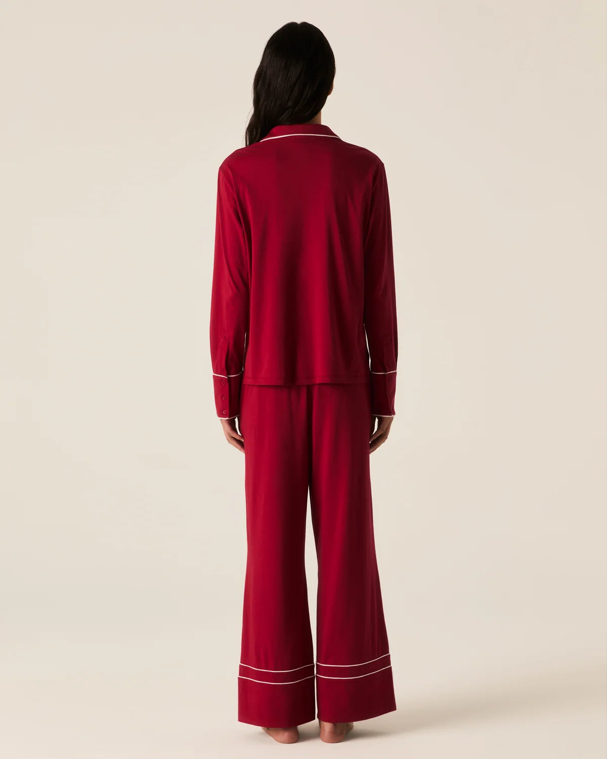 Women's Lightweight Pima Pajama Set in Bordeaux