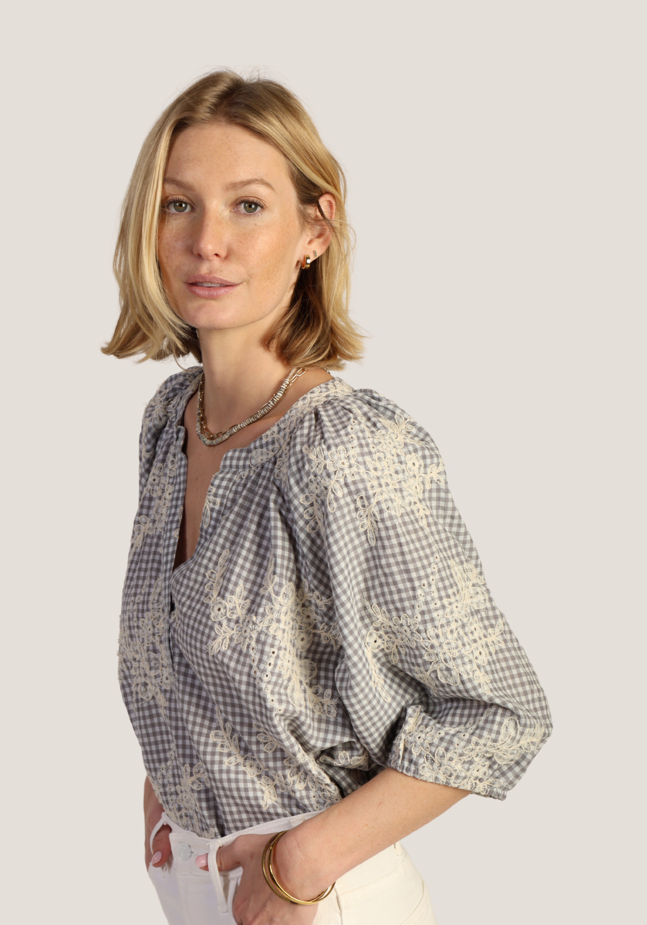 Gwynn Embroidered Gingham