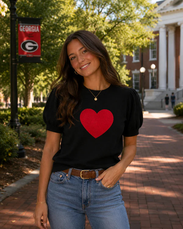 Heart Short Sleeve Sweater