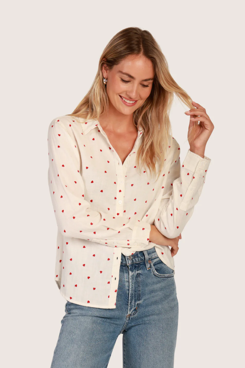 Hearts Embroidered Shirt