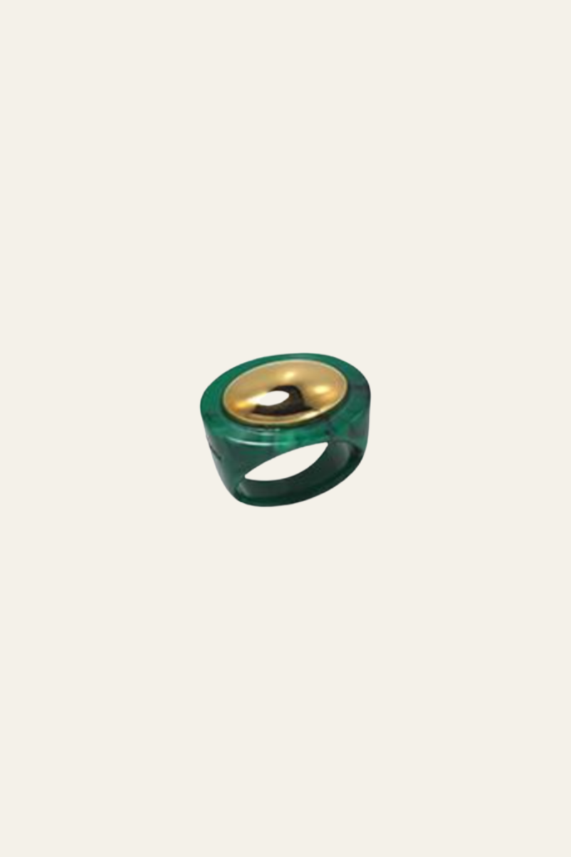 Malakite Gold Polished Ring