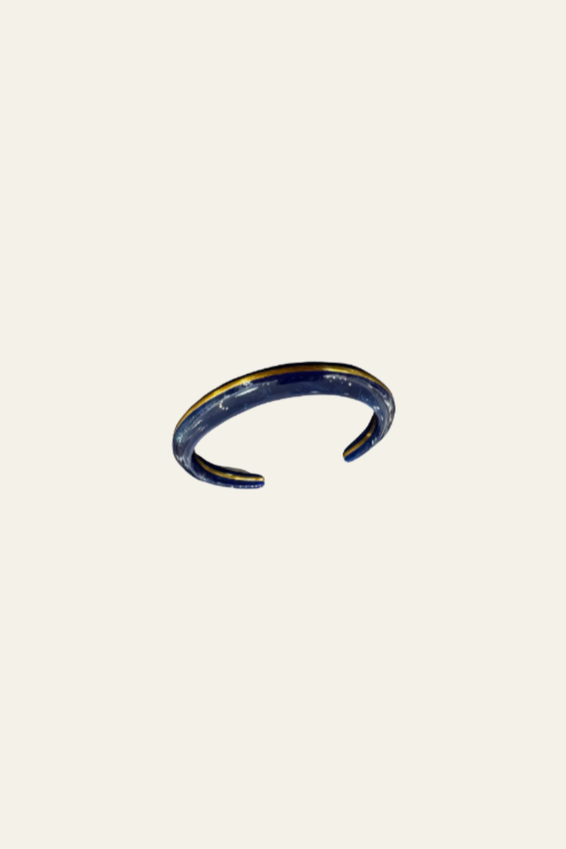 Gold Polished Blue Sandstone Cuff