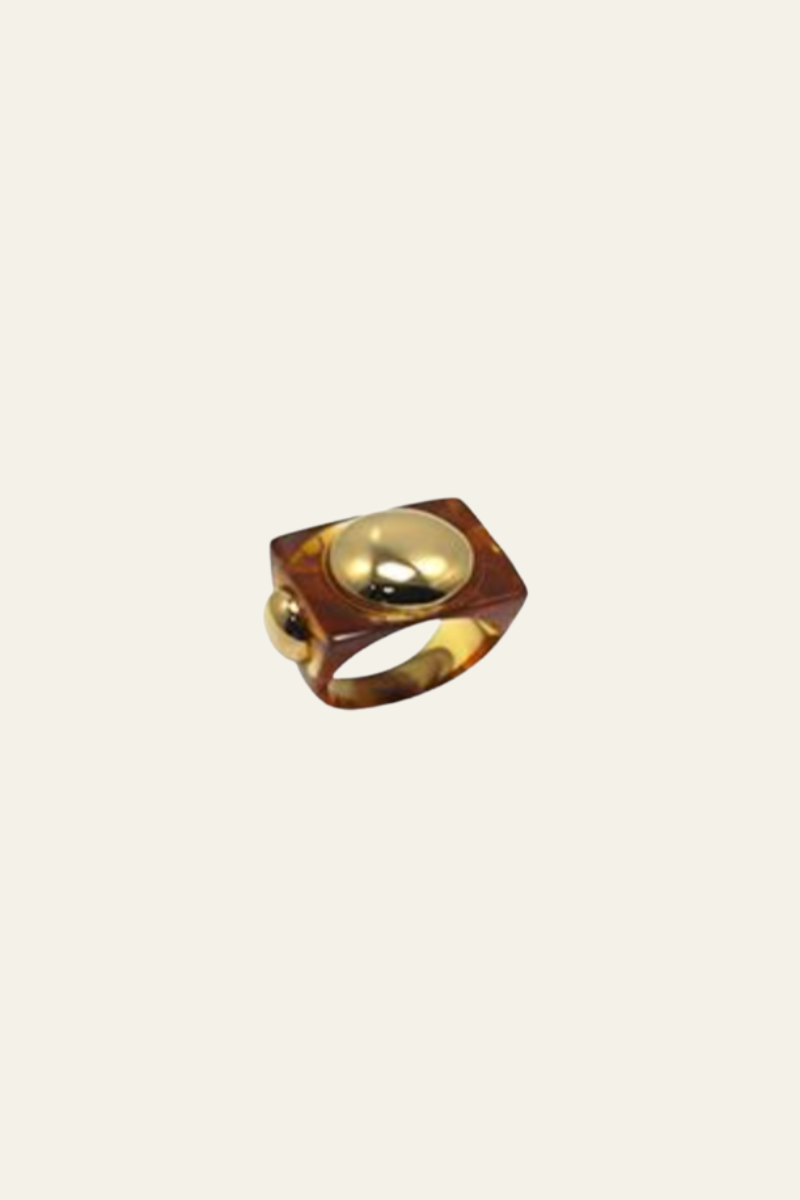 Gold Polished Tortoise Shell Ring
