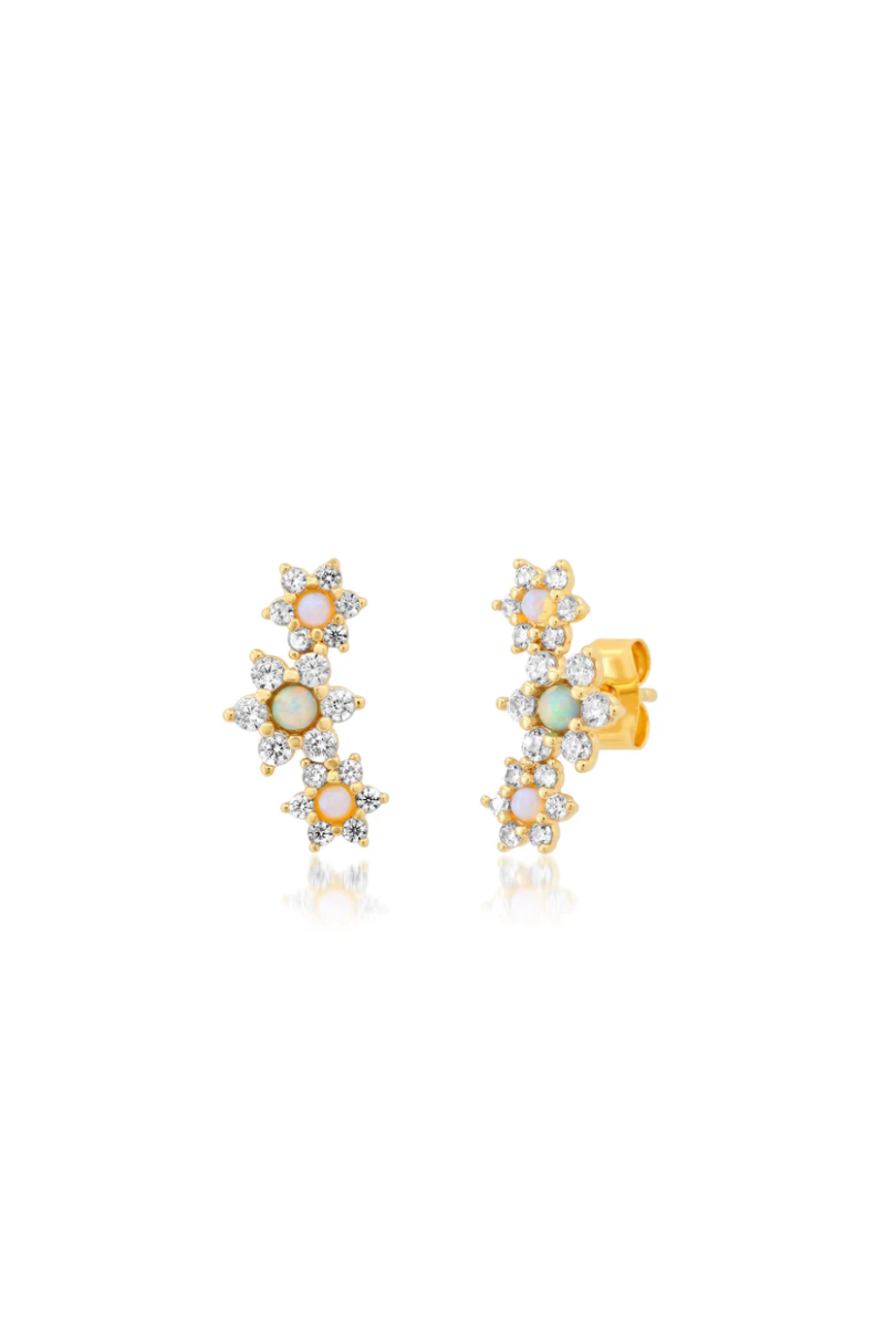 Triple Flower Climber Earrings