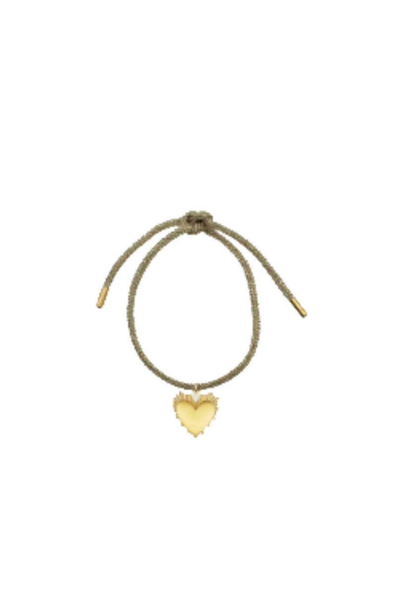 Hart - Gold Lurex Bracelet w/ Small Heart of Gold Charm