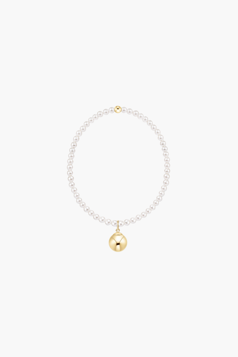 Classic Pearl 3mm Bracelet - Classic Gold 10mm Charm